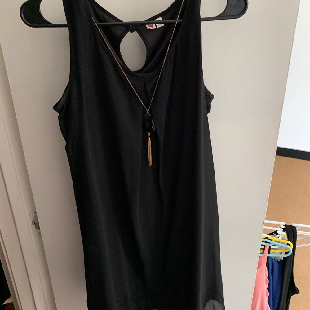 Black dress with necklace